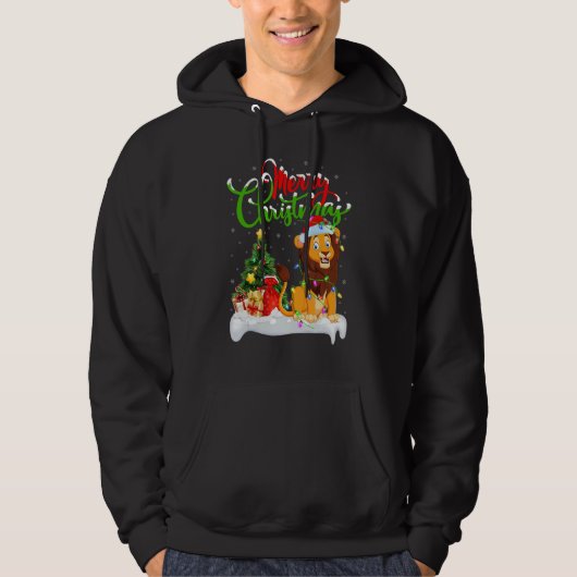 Lion Xmas Decorations Santa Lion Christmas Hoodie (Vorderseite)
