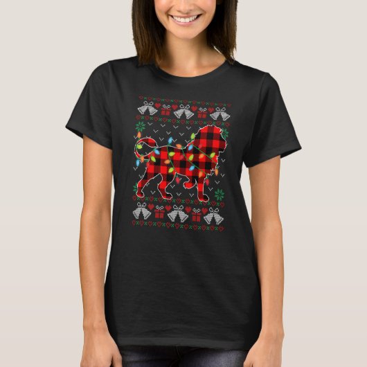 Lion Xmas Lights Ugly Christmas Sweater T-Shirt (Vorderseite)