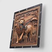 Lion Zebra Close Up Savanna Quadratische Wanduhr (Winkel)