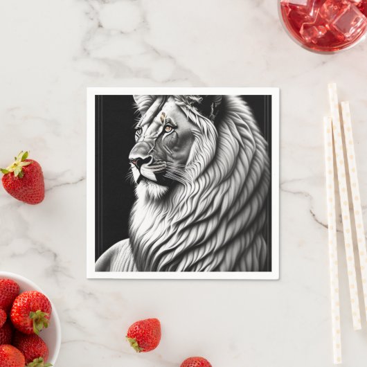 Lion Zeichnend Malerei Serviette (Beispiel)