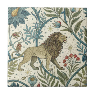 Lion Zodiac Sign Vintag elegantes, nahtloses Muste Fliese