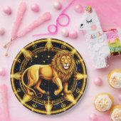 Lion Zodiac Symbol über Celestial Starry Backgroun Pappteller (Party)
