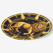 Lion Zodiac Symbol über Celestial Starry Backgroun Pappteller (Schrägansicht)