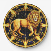 Lion Zodiac Symbol über Celestial Starry Backgroun Pappteller (Vorderseite)