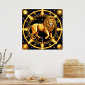 Lion Zodiac Symbol über Celestial Starry Backgroun Poster (Küche)