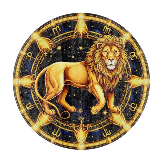 Lion Zodiac Symbol über Celestial Starry Backgroun Schneidebrett (Vorderseite)