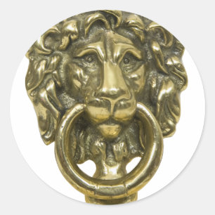 LionDoorKnocker072509 Runder Aufkleber