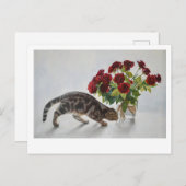 Lionel, die Katze und die Rose - Kunst Postkarte (Vorne/Hinten)