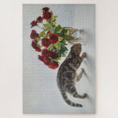 Lionel, die Katze und die Rose - Kunst Puzzle (Vertikal)