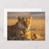 Lioness and cub in Serengeti Tansania Postkarte (Vorne/Hinten)