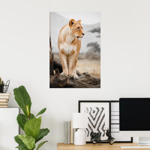 Lioness auf Baum Poster