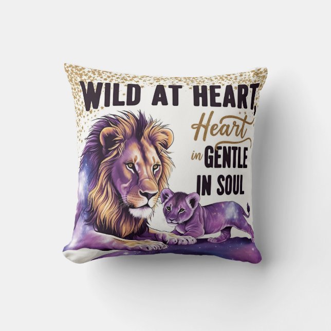 "Lioness & Cub - Wilde Mutterschaft Kunst" Kissen (Vorderseite)
