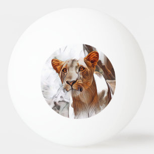 Lioness digital bearbeitete Tischtennisball