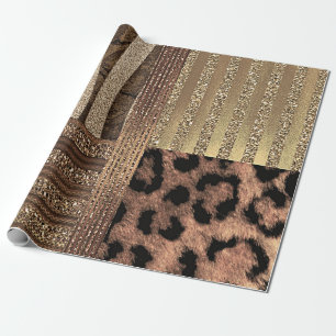Lioness Gold Glam Safari Dschungel Modernes Party Geschenkpapier