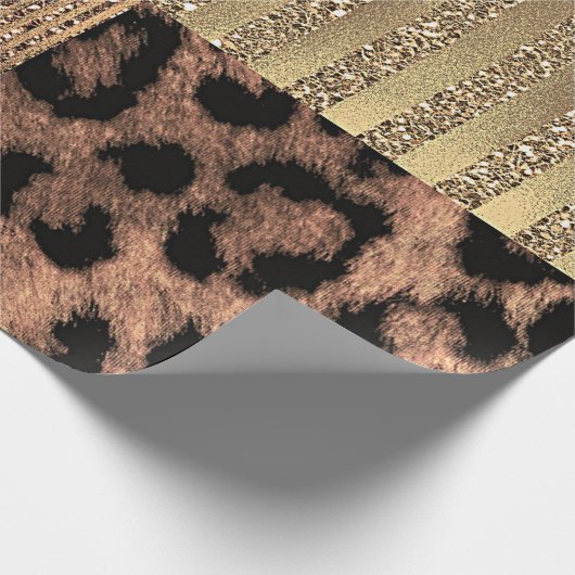 Lioness Gold Glam Safari Dschungel Modernes Party Geschenkpapier (Ecke)