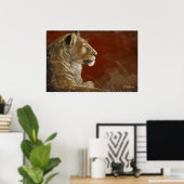 Lioness in der digitalen Shade-Malerei Poster (Heimbüro)