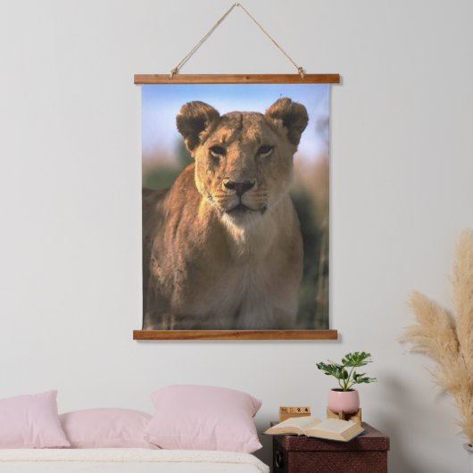 Lioness Lion Lovers Wandteppich Mit Holzrahmen (Schlafzimmer)