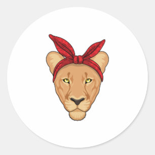 Lioness mit Bandana Runder Aufkleber