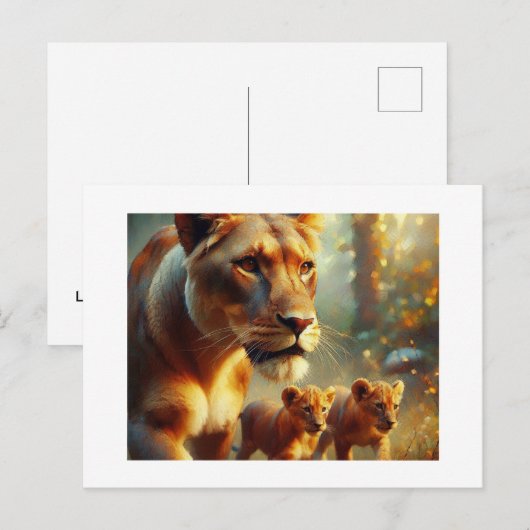 Lioness mit Cubs, Postkarte (Vorne/Hinten)
