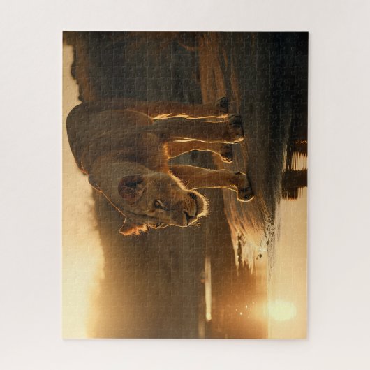 Lioness nimmt eine Pause im Sunset Jigsaw Puzzle e (Vertikal)