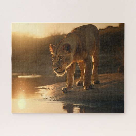 Lioness nimmt eine Pause im Sunset Jigsaw Puzzle e (Horizontal)