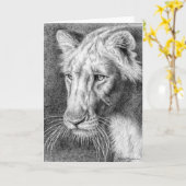 Lioness Pen Zeichnend Grußkarte Karte (Gelbe Blume)