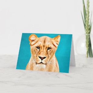 Lioness Portrait Malerei Wildes Leben Liebhaber Ge Karte