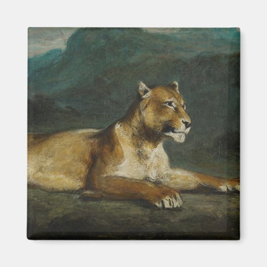 Lioness-Reklining, c.1855 (Öl auf Tafel) Magnet (Vorne)