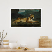 Lioness-Reklining, c.1855 (Öl auf Tafel) Poster (Küche)