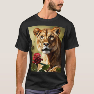 Lioness & Rose Realismus Tattoo Design T - Shirt