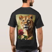 Lioness & Rose Realismus Tattoo Design T - Shirt (Rückseite)