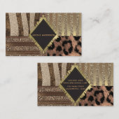 Lioness Safari Chic Dschungel Glam Gold Sparkone Visitenkarte (Vorne/Hinten)