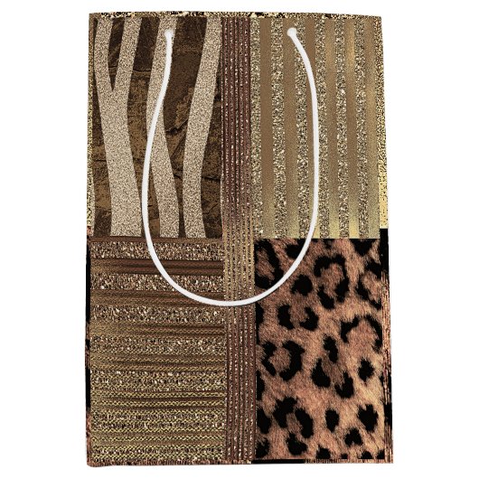 Lioness Safari Chic Dschungel Glam Modernes Party Mittlere Geschenktüte (Vorderseite)