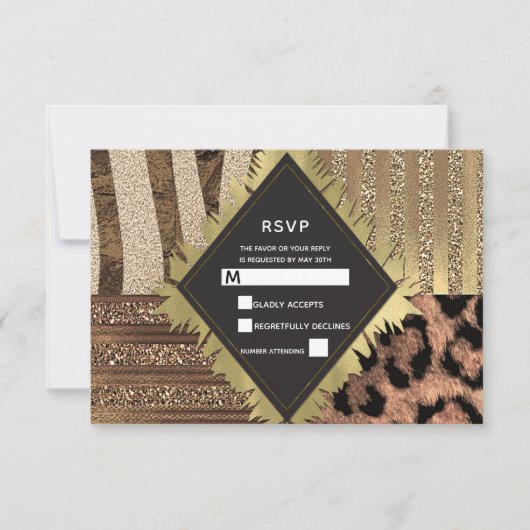 Lioness Safari Jungle Glam Modern Wedding RSVP (Vorderseite)