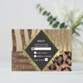 Lioness Safari Jungle Glam Modern Wedding RSVP (Stehend Vorderseite)