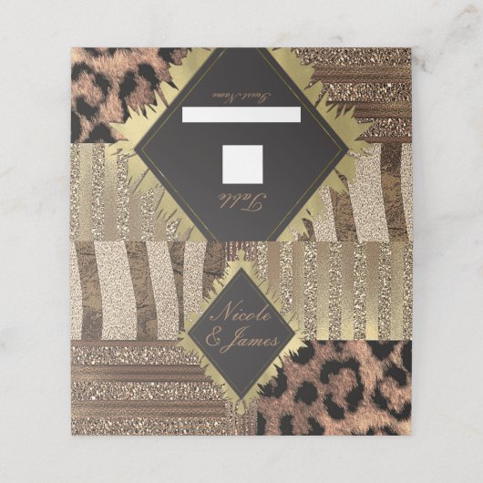 Lioness Safari Jungle Glam Moderne Tischnummer Platzkarte (Außenseite Aufgefaltet)