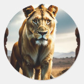 Lioness Stopp 2 Runder Aufkleber (Vorderseite)