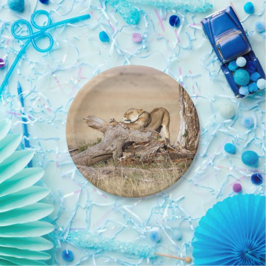 Lioness stretching pappteller (Party)