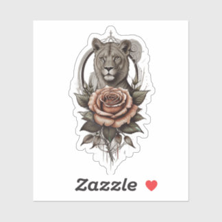 Lioness und Rose Aufkleber