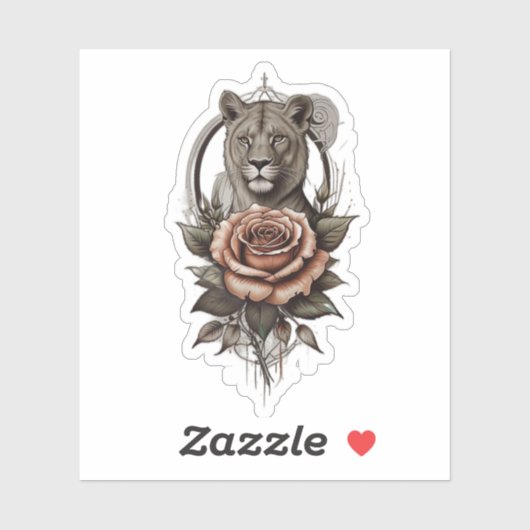 Lioness und Rose Aufkleber (Blatt)