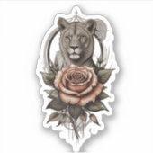 Lioness und Rose Aufkleber (Vorderseite)