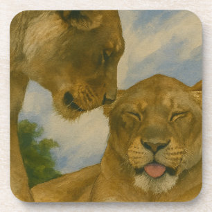 Lioness Unternehmen im goldenen Licht Getränkeuntersetzer