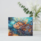 Lionfish in Expressive Ocean Oil Painting Postkarte (Stehend Vorderseite)
