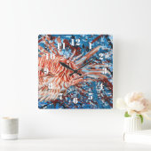 LionFish Splatter Art Quadratische Wanduhr (Zuhause)