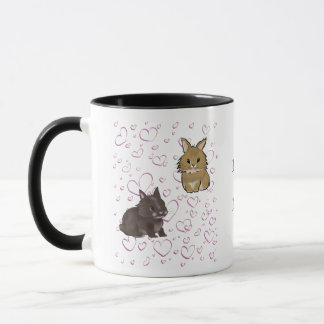 Lionhead bunnies with hearts  tasse