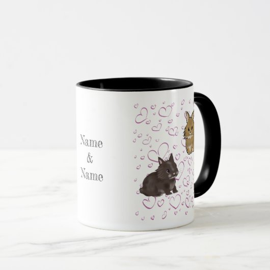 Lionhead bunnies with hearts tasse (VorderseiteRechts)