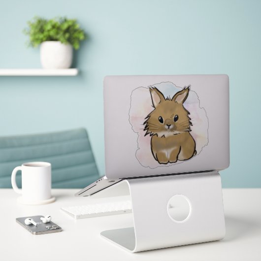 Lionhead bunny watercolor aufkleber (Laptop auf Schreibtisch)