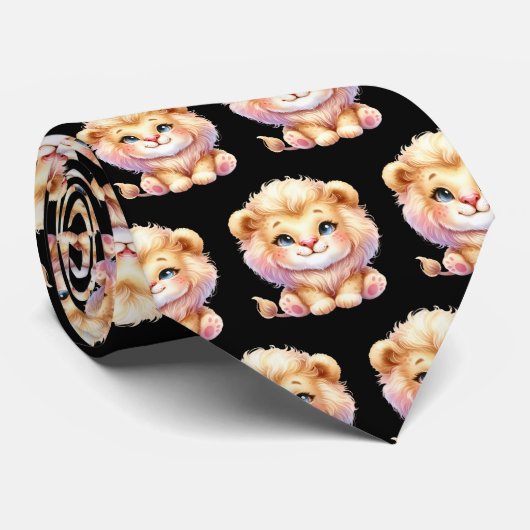 Lions Adorable Kawaii Niedlich Neck Tie Krawatte (Gerollt)