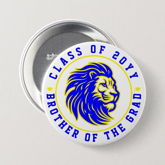 Lions Blue and Yellow Brother of the Graduate Button (Vorne & Hinten)