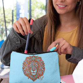 Lions Boho Cutout Imitats Leather Accessory Pouch Zubehörtasche